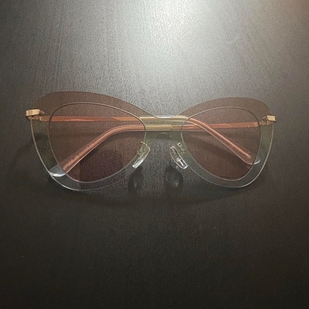 Free People Cat Eye Sunglasses in Brown and Gold